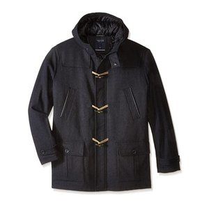 NWT Nautica Men's Tall Wool-Blend Full Zip Toggle Coat Size L Navy $250 8C008